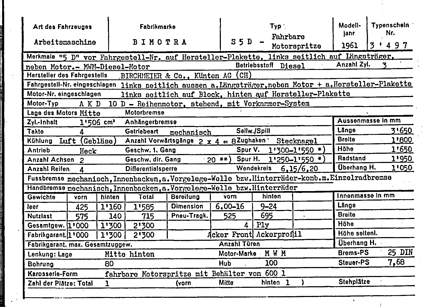 Suisse Fiche d'homologation 3497 Allemand Page 1 (TG.DE.3497.1.png)