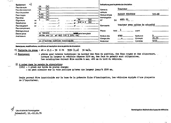 Schweizer Typenschein 426129  Französich Seite 3 (RT.FR.426129.2.png)