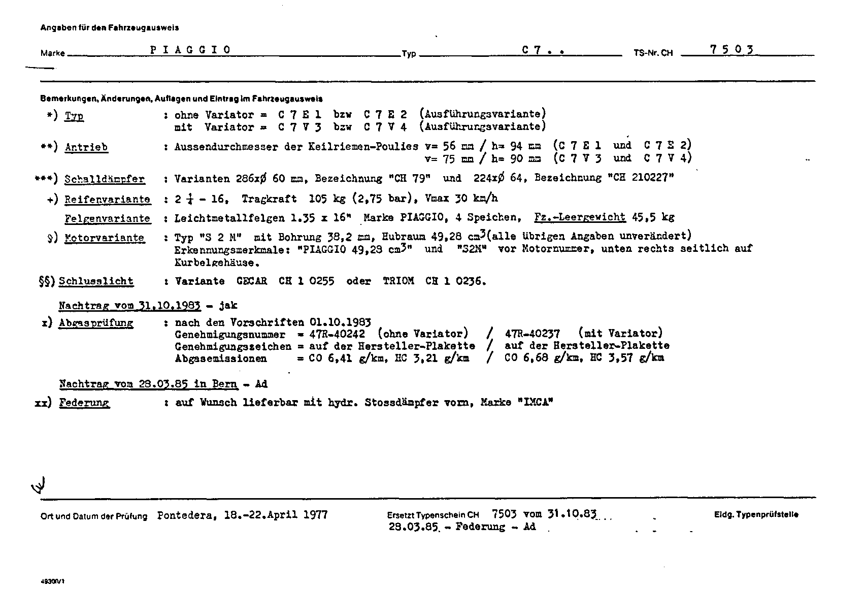 Suisse Fiche d'homologation 7503 Allemand Page 2 (TG.DE.7503.2.png)